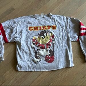 Gray Kansas City Chiefs Looney Tunes Sweatshirt